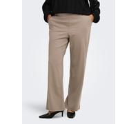 Anzughose ONLY CARMAKOMA "CARGOLDTRASH LIFE MW STRAIGHT PANT NOOS", Damen, Gr. 42, Länge 32, taupe gray, Web, Obermaterial: 63% Viskose, 32% Nylon, 5% Elasthan, unifarben, gerade lang, Hosen Anzughose