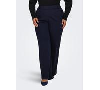 Anzughose ONLY CARMAKOMA "CARGOLDTRASH LIFE MW STRAIGHT PANT NOOS", Damen, Gr. 50, Länge 32, night sky, Web, Obermaterial: 63% Viskose, 32% Nylon, 5% Elasthan, unifarben, gerade lang, Hosen Anzughose,