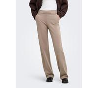 Anzughose ONLY "ONLPOPTRASH LIFE MW STRAIGHT PANT PNT", Damen, Gr. L (40), Länge 30, taupe gray, Milano Rib, Obermaterial: 63% Viskose, 32% Nylon, 5% Elasthan, unifarben, normal, Hosen Anzughose, Visk