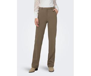 Anzughose ONLY "ONLRAFFY - Hose mit geradem Bein und Stretchkomfort", Damen, Gr. L (40), Länge 32, beige (fossil), Web, Obermaterial: 95% Polyester, 5% Elasthan, unifarben, gerade lang, Hosen Anzughos