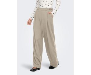 Anzughose ONLY "ONLSANIA LIFE WIDE BUCKLE PANT JRS", Damen, Gr. M (38), N-Gr, beige (island fossil detail:silber buckle (sania)), Jersey, Obermaterial: 95% Polyester, 5% Elasthan, unifarben, lang, Hos