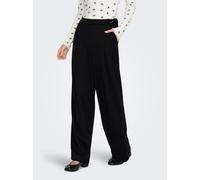 Anzughose ONLY "ONLSANIA LIFE WIDE BUCKLE PANT JRS", Damen, Gr. M, N-Gr, schwarz detail:silber buckle (sania), Jersey, Obermaterial: 95% Polyester, 5% Elasthan, unifarben, lang, Hosen Anzughose, Mater