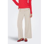 Anzughose ONLY "ONLTILDA LIFE 6-BUTTON PANTS JRS NOOS", Damen, Gr. L, Länge 32, chateau gray detail:gold buttons, Jersey, Obermaterial: 95% Polyester, 5% Elasthan, unifarben, regular fit lang, Hosen A