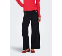 Anzughose ONLY "ONLTILDA LIFE 6-BUTTON PANTS JRS NOOS", Damen, Gr. XL, Länge 32, schwarz detail:gold buttons, Jersey, Obermaterial: 95% Polyester, 5% Elasthan, unifarben, regular fit lang, Hosen Anzug