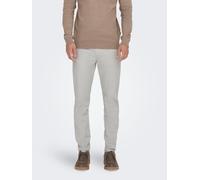 Anzughose ONLY & SONS "ONSMARK PETE SLIM DOBBY 0058 PANT NOOS", Herren, Gr. 29, Länge 34, grau (limestone), Web, Obermaterial: 88% Baumwolle, 9% Polyester, 3% Elasthan, unifarben, slim fit normal, Hos