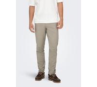 Anzughose ONLY & SONS "ONSMARK PETE SLIM DOBBY 0058 PANT NOOS", Herren, Gr. 30, Länge 34, grau (fallen rock), Web, Obermaterial: 88% Baumwolle, 9% Polyester, 3% Elasthan, unifarben, slim fit normal, H