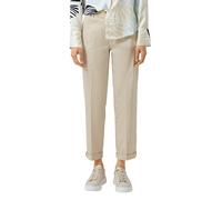 Anzughose S.OLIVER BLACK LABEL, Damen, Gr. 42, N-Gr, grau beige, Web, Obermaterial: 97% Baumwolle, 3% Elasthan, unifarben, slim fit knöchelfrei, Hosen Anzughose, mit Taschen (13522439-42) grau beige