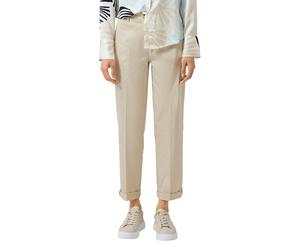 Anzughose S.OLIVER BLACK LABEL, Damen, Gr. 42, N-Gr, grau beige, Web, Obermaterial: 97% Baumwolle, 3% Elasthan, unifarben, slim fit knöchelfrei, Hosen Anzughose, mit Taschen (13522439-42) grau beige