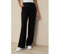Anzughose TAMARIS "im modernem Look", Damen, Gr. 40, N-Gr, schwarz, Web, Obermaterial: 63% Polyester, 33% Viskose, 4% Elasthan, unifarben, lässig geschnitten lang, Hosen Anzughose, mit weitem Bein (60