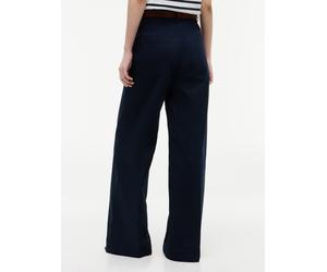 Anzughose TOMMY HILFIGER "CHINO DRESSING WIDE LEG", Damen, Gr. 38, N-Gr, blau (schwarz night navy), Web, Obermaterial: 100% Baumwolle. Futter: 100% Viskose, unifarben, lässig geschnitten lang, Hosen A