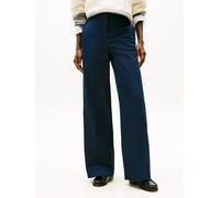 Anzughose TOMMY HILFIGER "COTTON WIDE LEG PANT", Damen, Gr. 34, N-Gr, schwarz night navy, Web, Obermaterial: 65% Baumwolle, 33% Lyocell, 2% Elasthan, unifarben, lässig geschnitten knöchellang, Hosen A