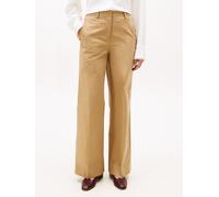 Anzughose TOMMY HILFIGER "COTTON WIDE LEG PANT", Damen, Gr. 42, N-Gr, beige (driftwood taupe), Web, Obermaterial: 65% Baumwolle, 33% Lyocell, 2% Elasthan, unifarben, lässig geschnitten knöchellang, Ho