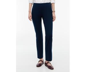 Anzughose TOMMY HILFIGER "GABARDINE ZIP SLIM PANT", Damen, Gr. 34, N-Gr, dunkelblau, Web, Obermaterial: 95% Baumwolle, 5% Elasthan, unifarben, slim fit lang, Hosen Anzughose, Baumwollmischung, slim fi