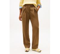Anzughose TOMMY HILFIGER "TIMELESS WOOL RLXD STRT PANT", Damen, Gr. 42, N-Gr, nordic taupe, Web, Obermaterial: 54% Polyester, 44% Wolle, 2% Elasthan, unifarben, relaxed fit knöchellang, Hosen Anzughos