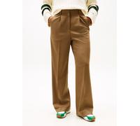 Anzughose TOMMY HILFIGER "TIMELESS WOOL WIDE LEG PANT", Damen, Gr. 38, N-Gr, braun (nordic taupe), Web, Obermaterial: 54% Polyester, 44% Wolle, 2% Elasthan, unifarben, lässig geschnitten knöchellang,