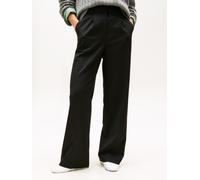 Anzughose TOMMY HILFIGER "TIMELESS WOOL WIDE LEG PANT", Damen, Gr. 40, N-Gr, schwarz, Web, Obermaterial: 54% Polyester, 44% Wolle, 2% Elasthan, unifarben, lässig geschnitten knöchellang, Hosen Anzugho