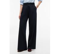 Anzughose TOMMY HILFIGER "VISCOSE BLEND WIDE LEG", Damen, Gr. 38, N-Gr, blau (navy pinstripe), Web, Obermaterial: 66% Polyester, 28% Viskose, 6% Elasthan, Nadelstreifen, lässig geschnitten lang, Hosen
