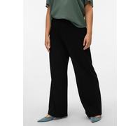 Anzughose VERO MODA CURVE "VMCBERLIN ZAMIRA MW WIDE PANT CUR", Damen, Gr. 44, Länge 32, schwarz, Web, Obermaterial: 95% Polyester, 5% Elasthan, unifarben, bequem normal, Hosen Anzughose (55986030-44)