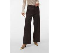 Anzughose VERO MODA "VMBESTIE HW WIDE PANT NOOS", Damen, Gr. 34, Länge 32, braun (chocolate torte detail:melange), Web, Obermaterial: 94% Polyester, 4% Viskose, 2% Elasthan, meliert, unifarben, bequem