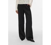 Anzughose VERO MODA "VMBESTIE HW WIDE PANT NOOS", Damen, Gr. 42, Länge 32, dunkelgrau melange detail:melange, Web, Obermaterial: 94% Polyester, 4% Viskose, 2% Elasthan, meliert, unifarben, bequem lang