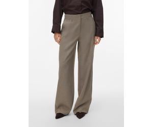 Anzughose VERO MODA "VMBESTIE HW WIDE PANT NOOS", Damen, Gr. 42, Länge 32, moon rock detail:melange, Web, Obermaterial: 94% Polyester, 4% Viskose, 2% Elasthan, meliert, unifarben, bequem lang, Hosen A