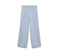 Anzughose VERO MODA "VMCASSIDY MW WIDE PANT NOOS", Damen, Gr. 36, Länge 30, blau (infinity detail:melange), Web, Obermaterial: 95% Polyester, 5% Elasthan, meliert, lang, Hosen Anzughose, Materialmix (