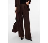 Anzughose VERO MODA "VMHAILEY HW WIDE PLEAT PANT NOOS", Damen, Gr. 36, Länge 34, coffee bean, Web, Obermaterial: 80% Polyester, 20% Viskose, unifarben, weit lang, Hosen Anzughose, Hose mit weitem Bein