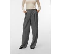 Anzughose VERO MODA "VMHAILEY HW WIDE PLEAT PANT NOOS", Damen, Gr. 38, Länge 30, medium grau melange, Web, Obermaterial: 80% Polyester, 20% Viskose, unifarben, weit lang, Hosen Anzughose, Hose mit wei