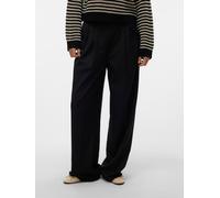 Anzughose VERO MODA "VMHAILEY HW WIDE PLEAT PANT NOOS", Damen, Gr. 40, Länge 32, schwarz, Web, Obermaterial: 80% Polyester, 20% Viskose, unifarben, weit lang, Hosen Anzughose, Hose mit weitem Beinschn