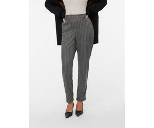 Anzughose VERO MODA "VMMAYA MACY MW LOOSE PANT NOOS", Damen, Gr. L (40), Länge 30, weiß (medium grau melange stripes:weiß), Milano Rib, Obermaterial: 95% Polyester, 5% Elasthan, gestreift, normal, Hos