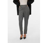Anzughose VERO MODA "VMMAYA MACY MW LOOSE PANT NOOS", Damen, Gr. XL (42), Länge 32, weiß (medium grau melange stripes:weiß), Milano Rib, Obermaterial: 95% Polyester, 5% Elasthan, gestreift, normal, Ho