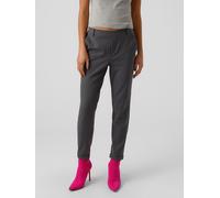 Anzughose VERO MODA "VMMAYA MR LOOSE SOLID PANT NOOS", Damen, Gr. L (40), Länge 32, grau (asphalt), Web, Obermaterial: 62% Polyester, 33% Viskose, 5% Elasthan, unifarben, regular fit knöchellang, Hose