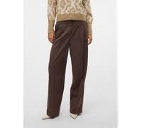 Anzughose VERO MODA "VMNILA MW LOOSE DAD PANT NOOS", Damen, Gr. 38, Länge 32, braun (chocolate braun), Web, Obermaterial: 80% Polyester, 18% Viskose, 2% Elasthan, unifarben, relaxed fit normal, Hosen