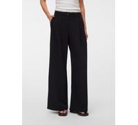 Anzughose VERO MODA "VMSTELLA MW WIDE PLEAT PANT NOOS", Damen, Gr. 40, Länge 32, schwarz, Web, Obermaterial: 67% Polyester, 29% Viskose, 4% Elasthan, unifarben, oversize lang, Hosen Anzughose, Materia