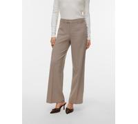 Anzughose VERO MODA "VMTEXAS MW STRAIGHT PANT NOOS", Damen, Gr. L, Länge 30, moon rock detail:melange, Web, Obermaterial: 75% Polyester, 21% Viskose, 4% Elasthan, meliert, normal, Hosen Anzughose (443