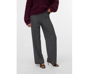 Anzughose VERO MODA "VMTEXAS MW STRAIGHT PANT NOOS", Damen, Gr. XS (34), Länge 30, grau (dunkelgrau melange), Web, Obermaterial: 75% Polyester, 21% Viskose, 4% Elasthan, unifarben, normal, Hosen Anzug