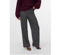 Anzughose VERO MODA "VMTEXAS MW STRAIGHT PANT NOOS", Damen, Gr. XS (34), Länge 34, dunkelgrau melange, Web, Obermaterial: 75% Polyester, 21% Viskose, 4% Elasthan, unifarben, normal, Hosen Anzughose, M