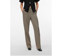 Anzughose VERO MODA "VMZAMIRA BESTIE MW STRAIGHT PANT NOOS", Damen, Gr. S, Länge 32, moon rock aop:melange, Web, Obermaterial: 94% Polyester, 4% Viskose, 2% Elasthan, bedruckt, meliert, normal, Hosen 