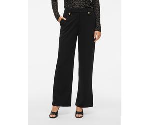 Anzughose VILA "VICLUA HW WIDE BUTTON PANTS- NOOS", Damen, Gr. XXL (44), N-Gr, schwarz (schwarz detail:gold button), Web, Obermaterial: 95% Polyester, 5% Elasthan, unifarben, relaxed fit normal, Hosen