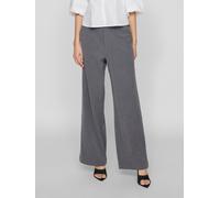 Anzughose VILA "VIVARONE HW WIDE PANT - NOOS", Damen, Gr. 44, N-Gr, grau (medium grau melange), Milano Rib, Obermaterial: 66% Polyester, 28% Viskose, 6% Elasthan, meliert, relaxed fit knöchellang, Hos