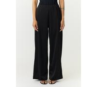 Anzughose Y.A.S "YASPELLA HW WIDE PANTS S. NOOS", Damen, Gr. XL, N-Gr, schwarz, Web, Obermaterial: 97% Polyester, 3% Elasthan, glänzend, unifarben, regular fit lang, Hosen Anzughose, mit Stretch, glän