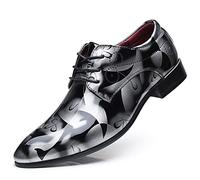 Anzugschuhe Business Herren, Lederschuhe Lackleder Hochzeit Derby Schnürhalbschuhe Oxford Smoking Schuhe Männer Leder Braun Blau Lederschuhe Lackleder Hochzeit Party Derby Schuhe
