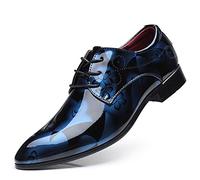 Anzugschuhe Business Herren, Lederschuhe Lackleder Hochzeit Derby Schnürhalbschuhe Oxford Smoking Schuhe Männer Leder Braun Blau Lederschuhe Lackleder Hochzeit Party Derby Schuhe