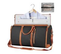 Anzugtasche Wandelbarer Kleidersack Für Reisen, Große Kapazität Carry on Garment Bag PU Leder Duffle Bag Für Frauen, 2-in-1-Kleidertasche Anzug Reisetaschen Zum Aufhängen Mit Schuhbeutel (Schwarz)