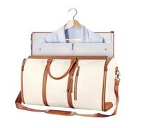 Anzugtasche Wandelbarer Kleidersack Für Reisen, Große Kapazität Carry on Garment Bag PU Leder Duffle Bag Für Frauen, 2-in-1-Kleidertasche Anzug Reisetaschen Zum Aufhängen Mit Schuhbeutel (Beige)