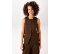 Anzugweste ANISTON CASUAL, Damen, Gr. 38, braun (braunmeliert, wollweiß), Web, Obermaterial: 97% Polyester, 3% Viskose. Futter: 100% Polyester, Nadelstreifen, meliert, figurumspielend hüftlang, Rundha