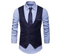 Anzugweste Herren Elegant - Business Weste Herren Slim, Trachtenweste Anzug-Weste V-Ausschnitt Kellnerweste Slim Fit Übergangsweste Workwear Business Weste Beiläufige Waistcoat Weste