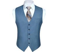 Anzugweste Herren Hochzeit Business Taschen 3XL Staubiges Blau-2