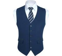Anzugweste Herren Hochzeit Businessweste Smoking Navy Blau-2 XL