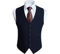 Anzugweste Herren Hochzeit Businessweste Smoking Taschen Navy blau 3XL